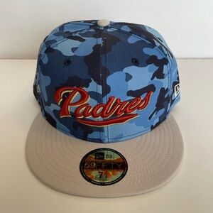 New Era San Diego Padres Urban Blue Camo Fitted Hat Size 7 5/8 New